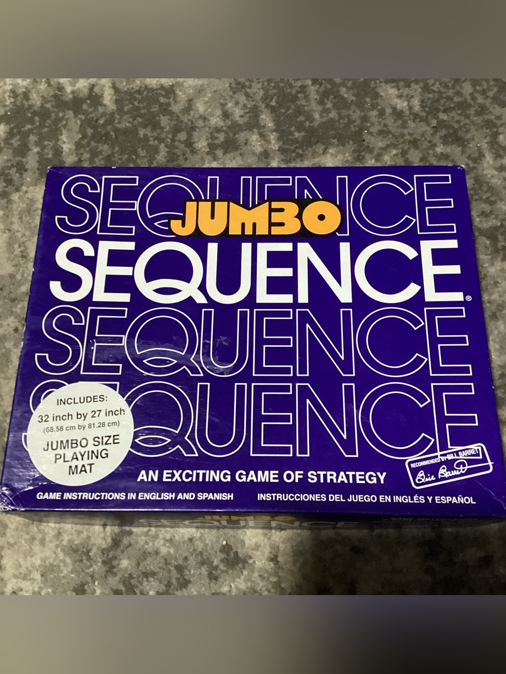 Vintage Jumbo Sequence Board Game Jax  Cushion Mat Cards Chips 1996 COMPLETE
